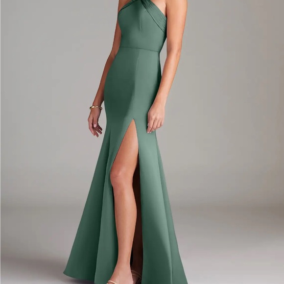 Azazie Strapless Green Dress - Picture 2 of 11